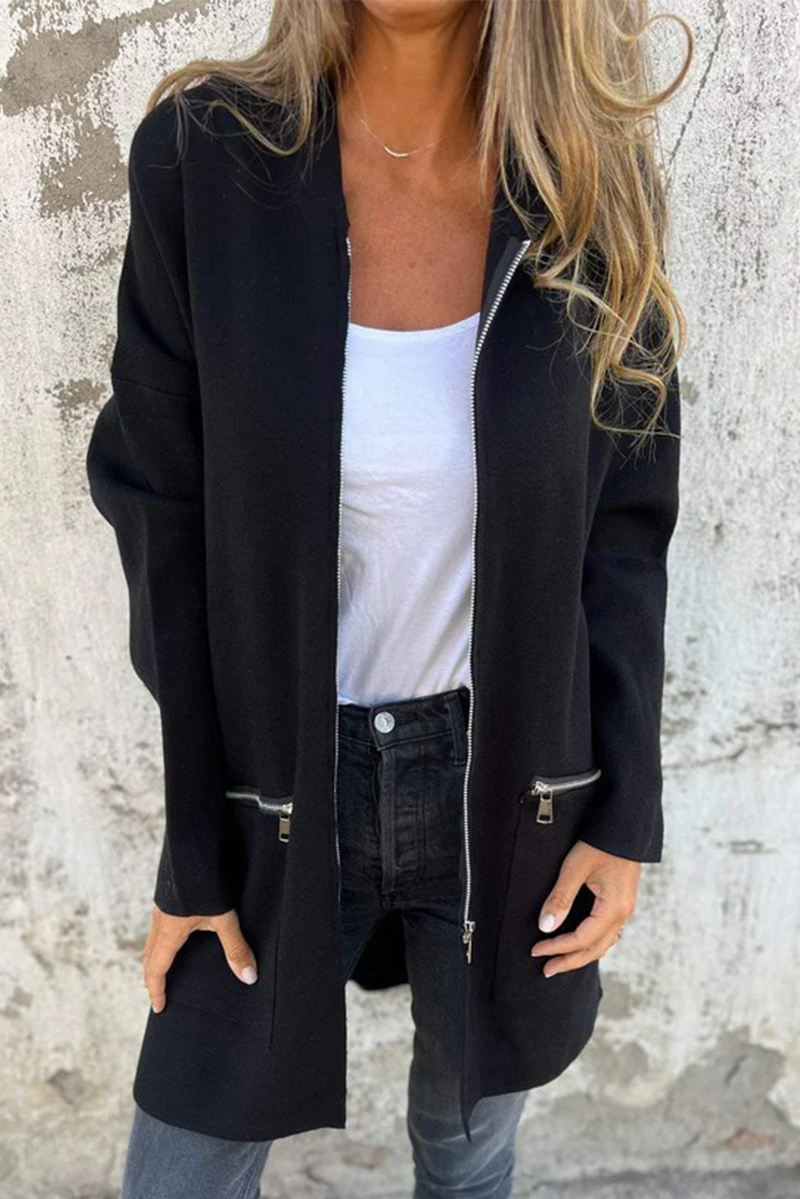 Women's Hooded Outerwear Black Casual Polyester - 8