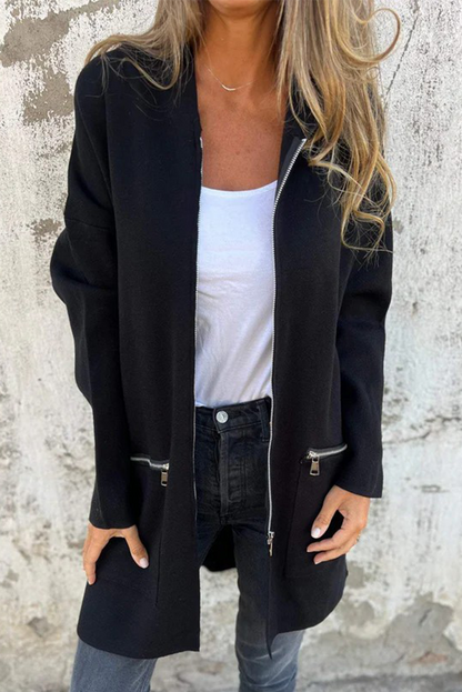 Women's Hooded Outerwear Black Casual Polyester - 8