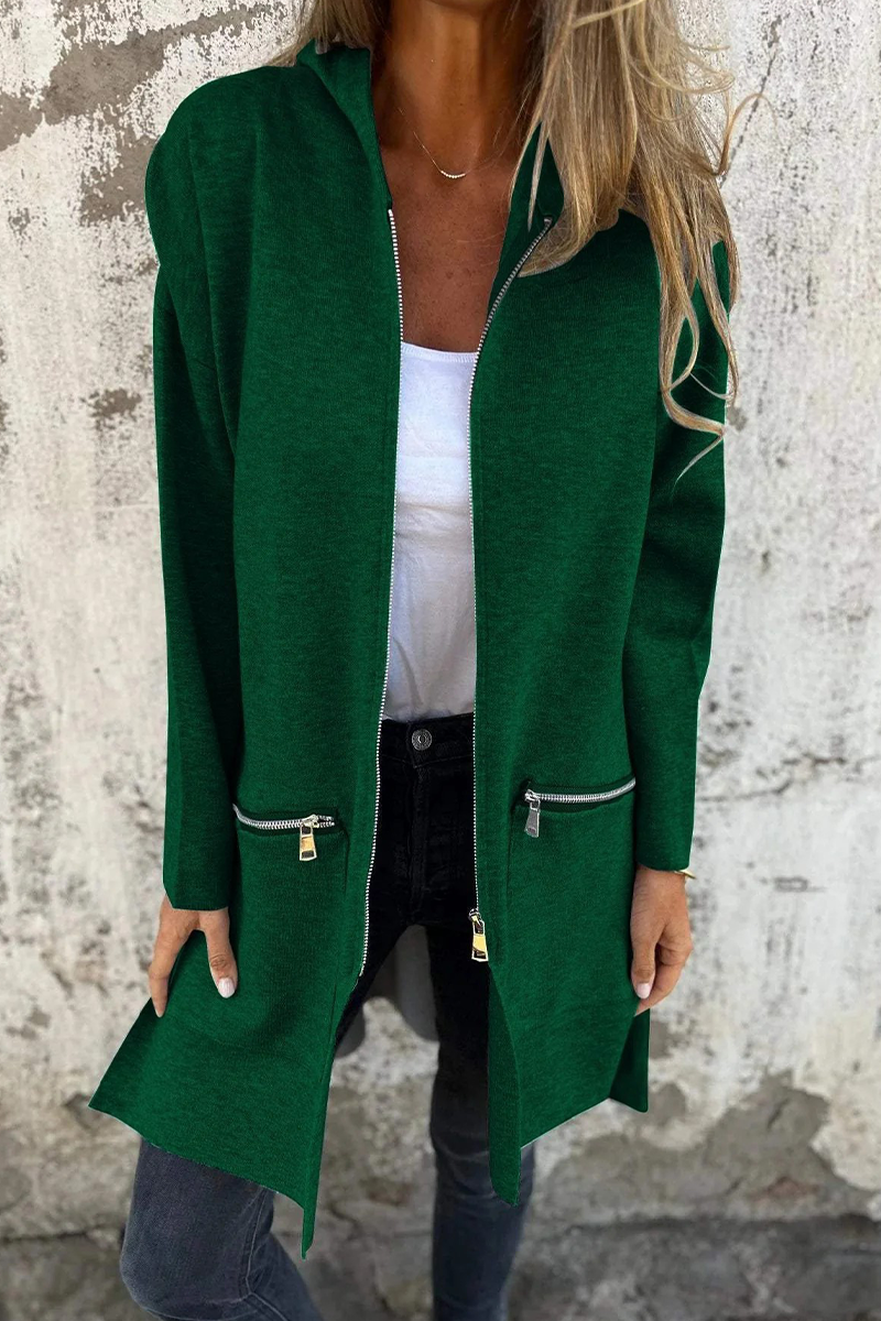 Women's Hooded Outerwear Black Casual Polyester - 10