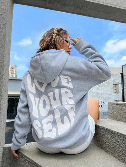 Women's Oversized Hoodie Grey Cotton - 5
