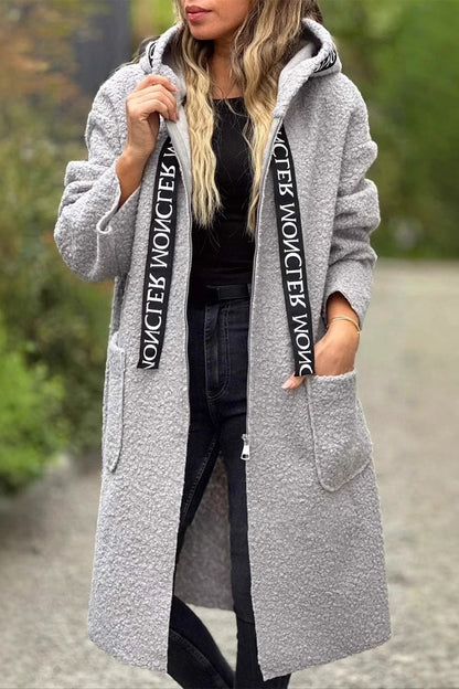 Women's Hooded Jacket Casual Patchwork Black Polyester Spandex - 1