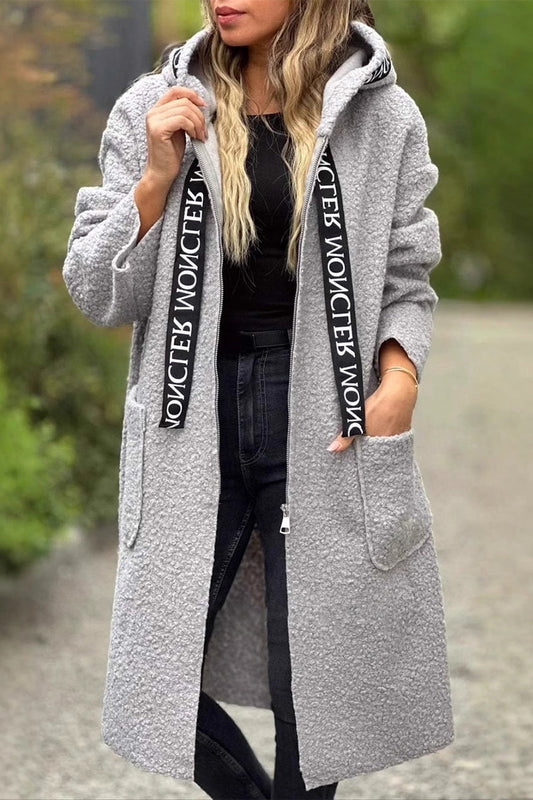 Women's Hooded Jacket Casual Patchwork Black Polyester Spandex - 1