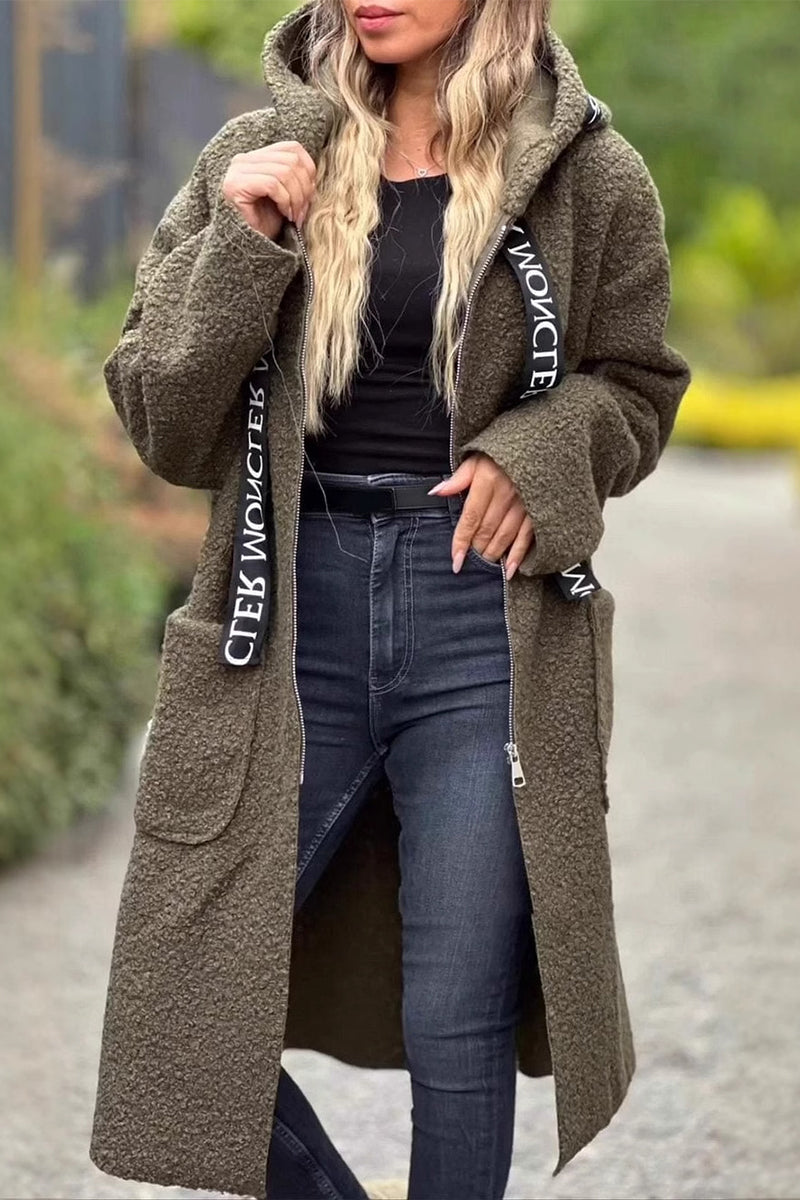 Women's Hooded Jacket Casual Patchwork Black Polyester Spandex - 4