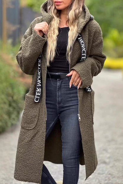 Women's Hooded Jacket Casual Patchwork Black Polyester Spandex - 4