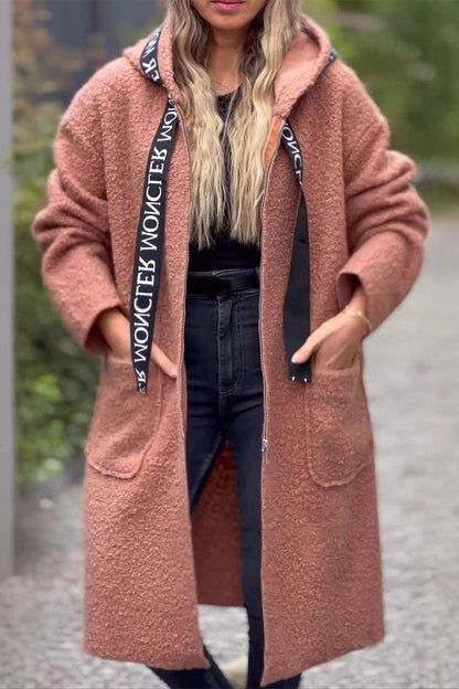 Women's Hooded Jacket Casual Patchwork Black Polyester Spandex - 6