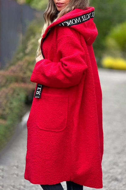 Women's Hooded Jacket Casual Patchwork Black Polyester Spandex - 7