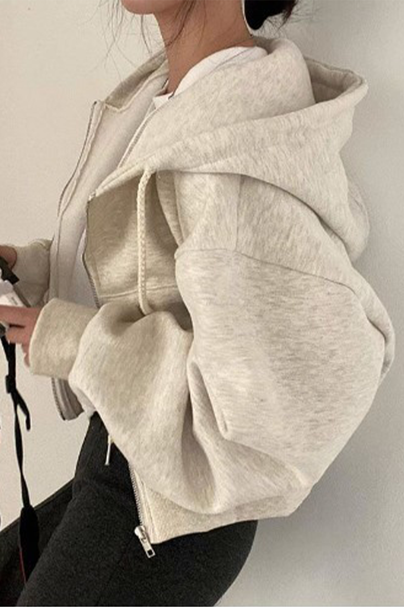 Women's Casual Hoodie with Drawstring Pocket Black Cotton Blend - 9