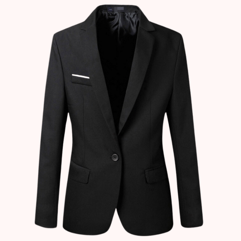 Men's Casual Blazer Black Classic Design Cotton - 1