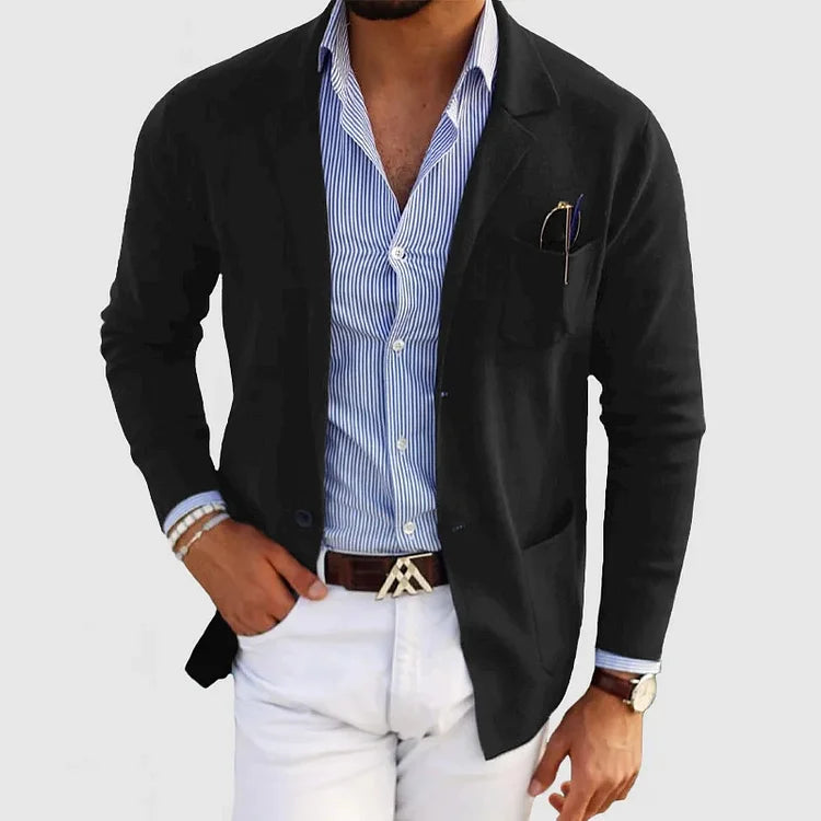 Men's Casual Blazer Gray Cotton Stylish - 4