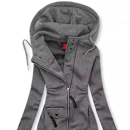 Women's Hoodie Gray Slim Fit Cotton Blend Sweatshirt - 10
