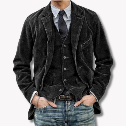 Men's Blazer Jacket Black Casual Polyester - 1