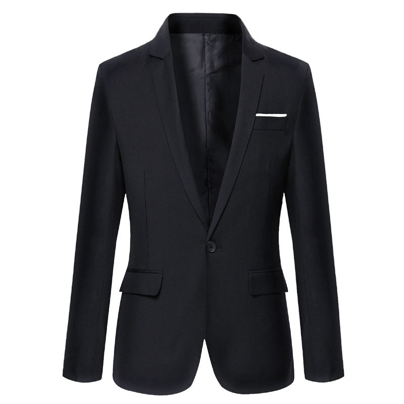 Men's Blazer Jacket Black Slim Fit Polyester - 1