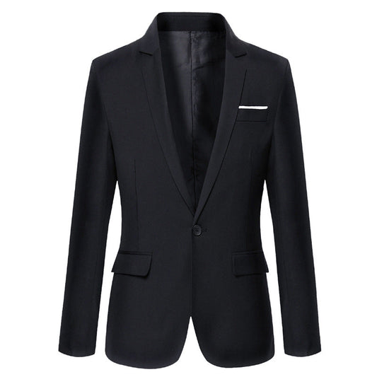 Men's Blazer Jacket Black Slim Fit Polyester - 1