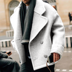 Men's Winter Coat Black Wool Elegant Warm Jacket - 1
