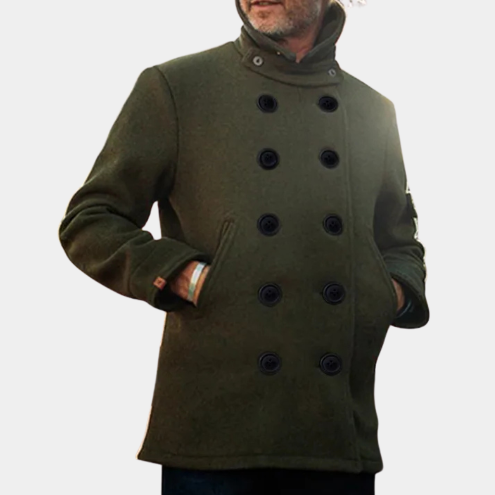 Men's Overcoat Black Wool Tailored Fit - 3