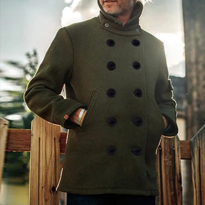 Men's Overcoat Black Wool Tailored Fit - 8