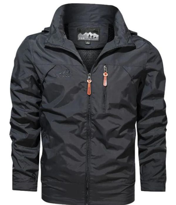 Men's Raincoat Classic Black Waterproof Outerwear - 3