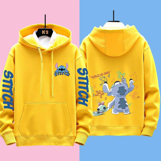 Women's Hoodie Blue Cotton Disney Stitch Sweatshirt - 2