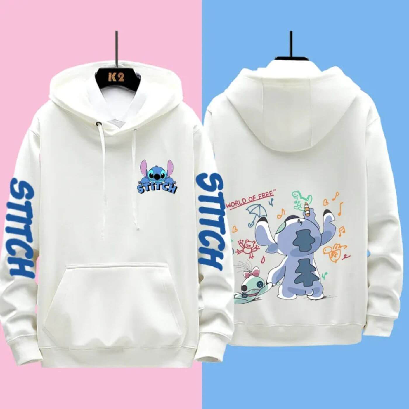 Women's Hoodie Blue Cotton Disney Stitch Sweatshirt - 12