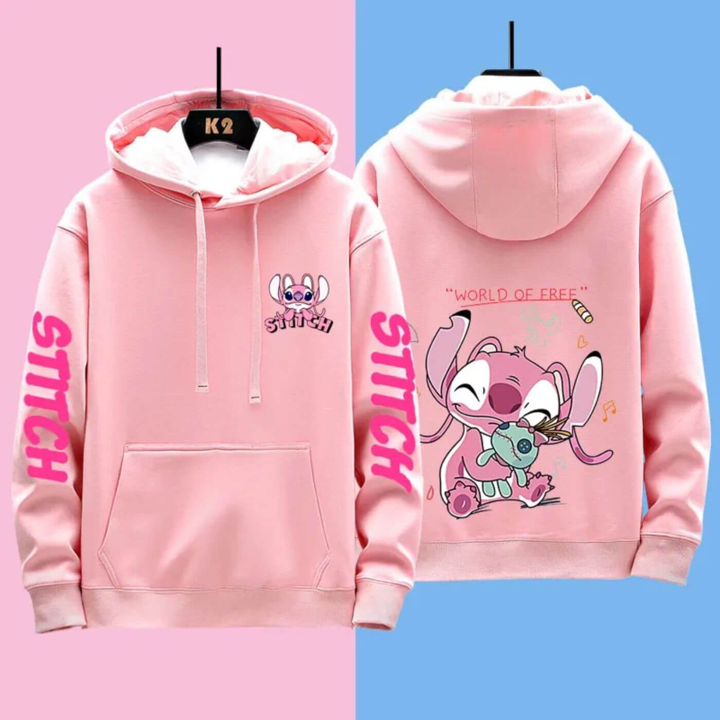 Women's Hoodie Blue Cotton Disney Stitch Sweatshirt - 13