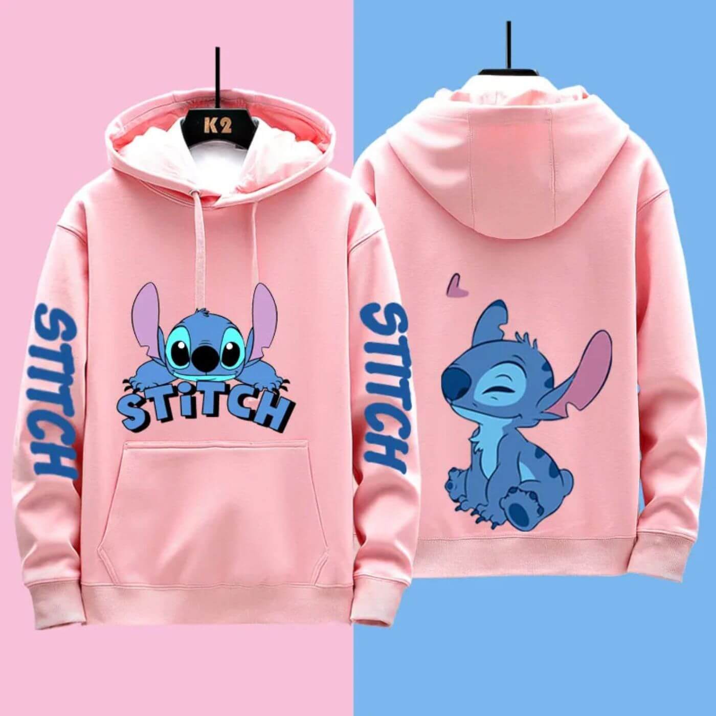 Women's Hoodie Blue Cotton Disney Stitch Sweatshirt - 14