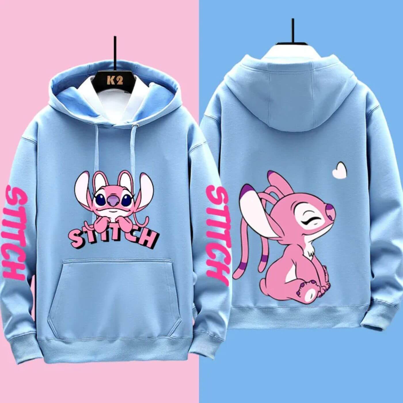 Women's Hoodie Blue Cotton Disney Stitch Sweatshirt - 5
