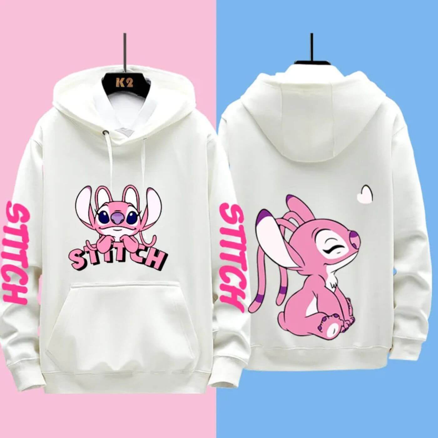 Women's Hoodie Blue Cotton Disney Stitch Sweatshirt - 8