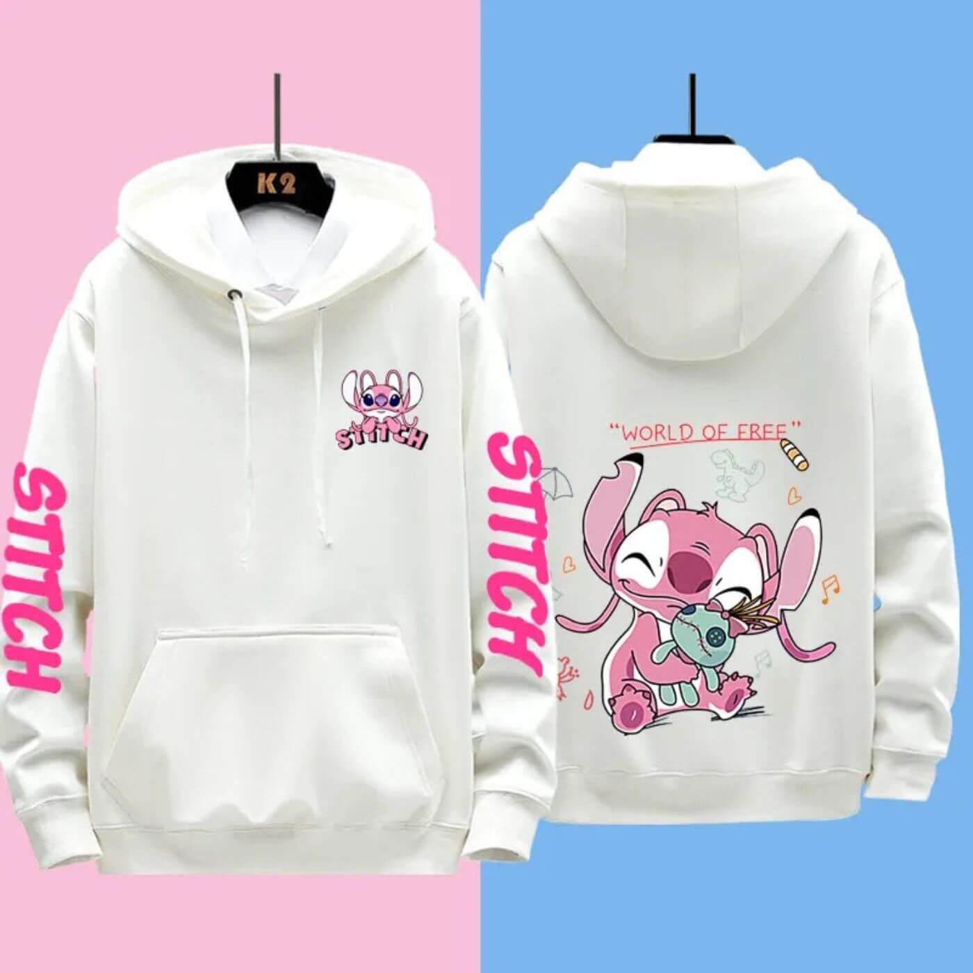 Women's Hoodie Blue Cotton Disney Stitch Sweatshirt - 9