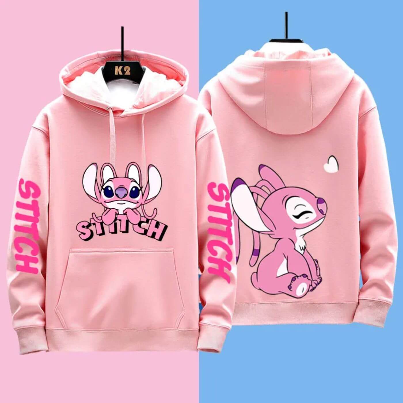 Women's Hoodie Blue Cotton Disney Stitch Sweatshirt - 10