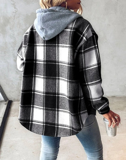 Women's Hoodie Checked Casual Cotton - 3