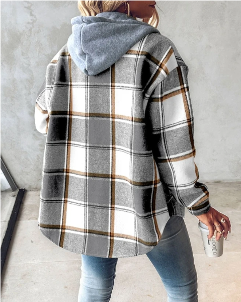 Women's Hoodie Checked Casual Cotton - 4