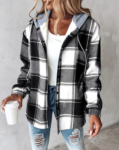 Women's Hoodie Checked Casual Cotton - 5