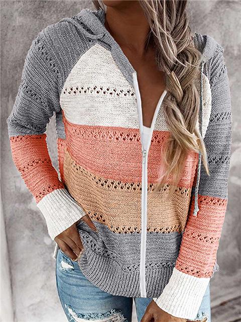 Women's Hoodie Multi-Color Knit Lightweight Comfortable - 1
