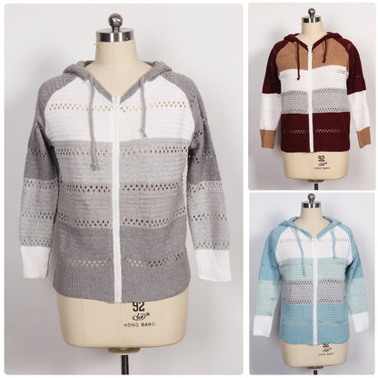 Women's Hoodie Multi-Color Knit Lightweight Comfortable - 3