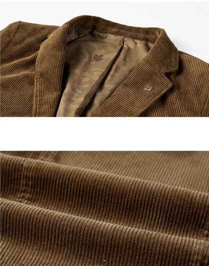 Men's Corduroy Blazer Brown Classic Style - 3