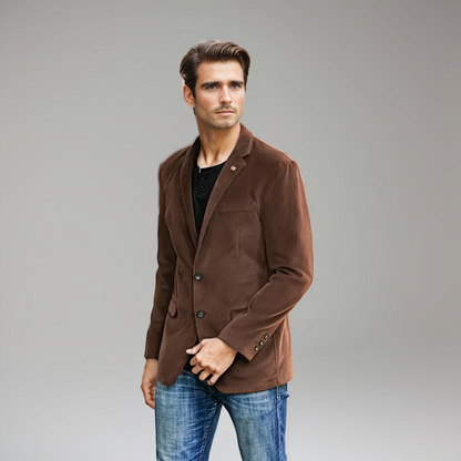 Men's Corduroy Blazer Brown Classic Style - 6