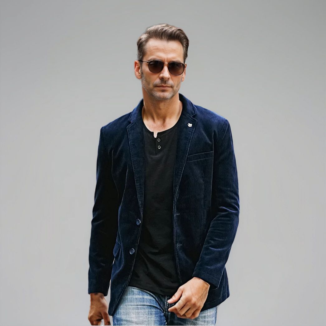 Men's Corduroy Blazer Brown Classic Style - 7