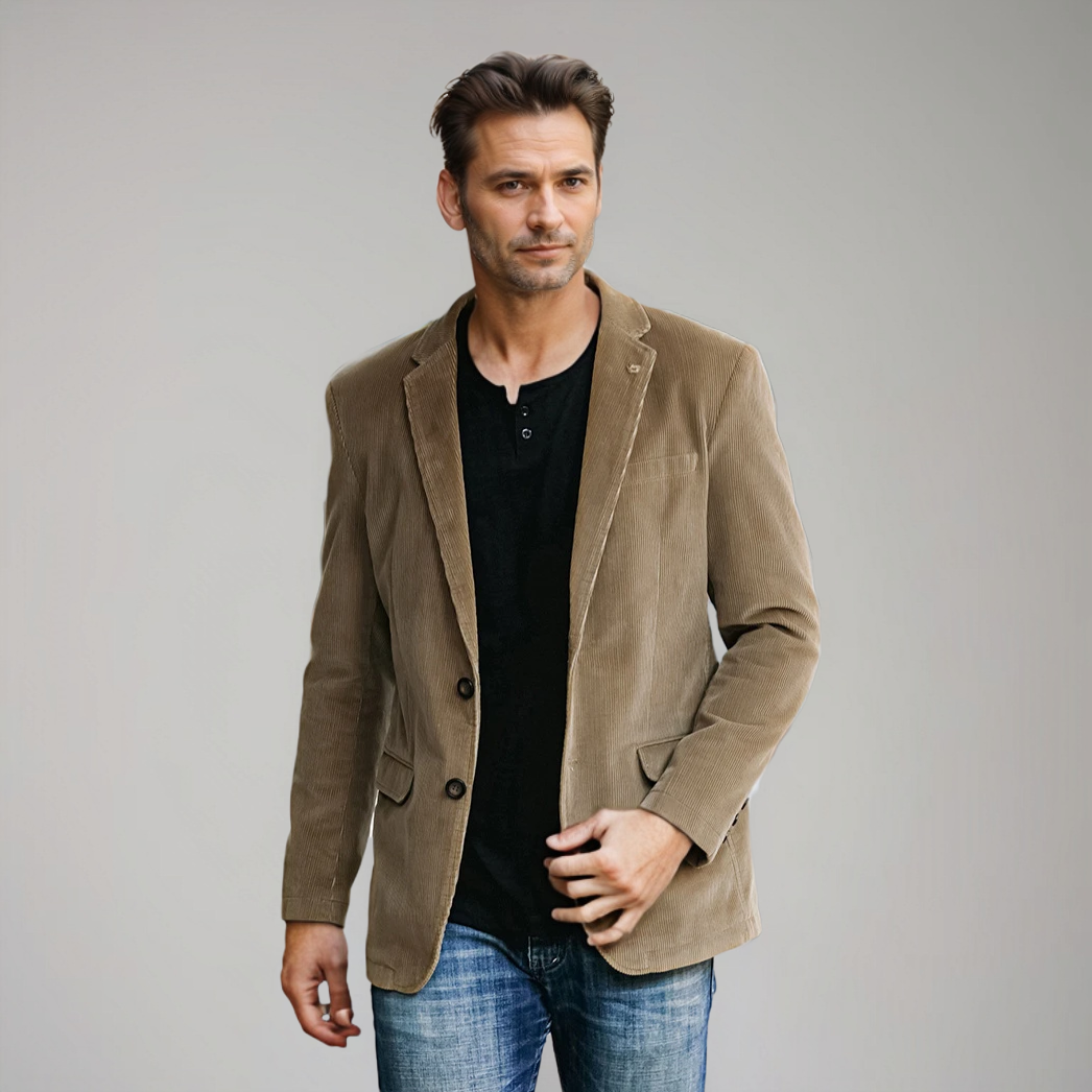 Men's Corduroy Blazer Brown Classic Style - 8