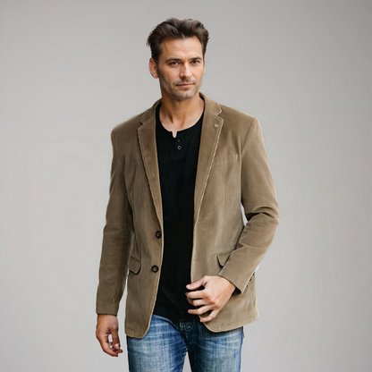 Men's Corduroy Blazer Brown Classic Style - 8