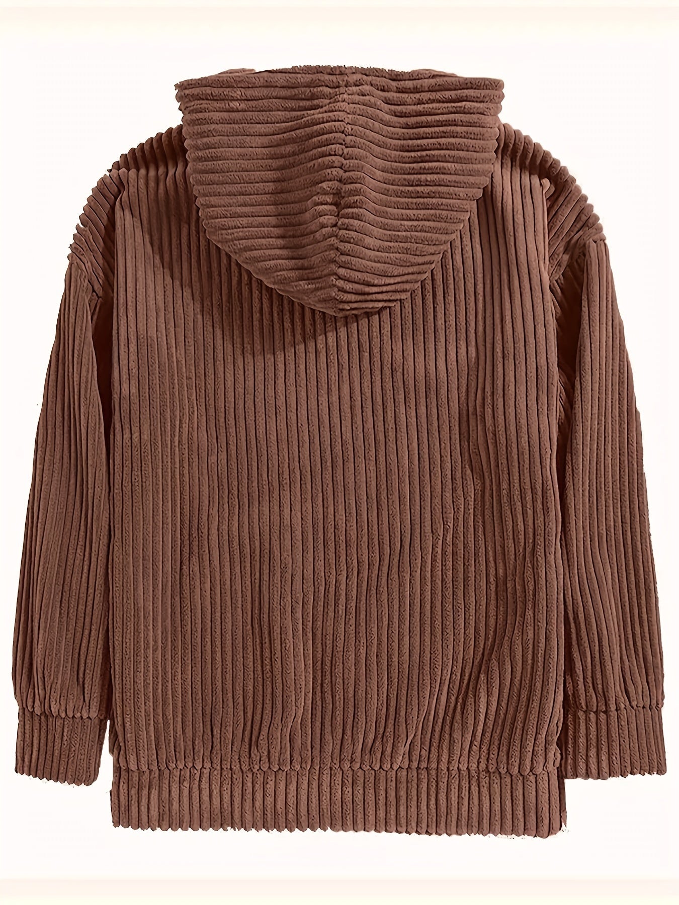 Women's Hooded Pullover Beige Corduroy - 2