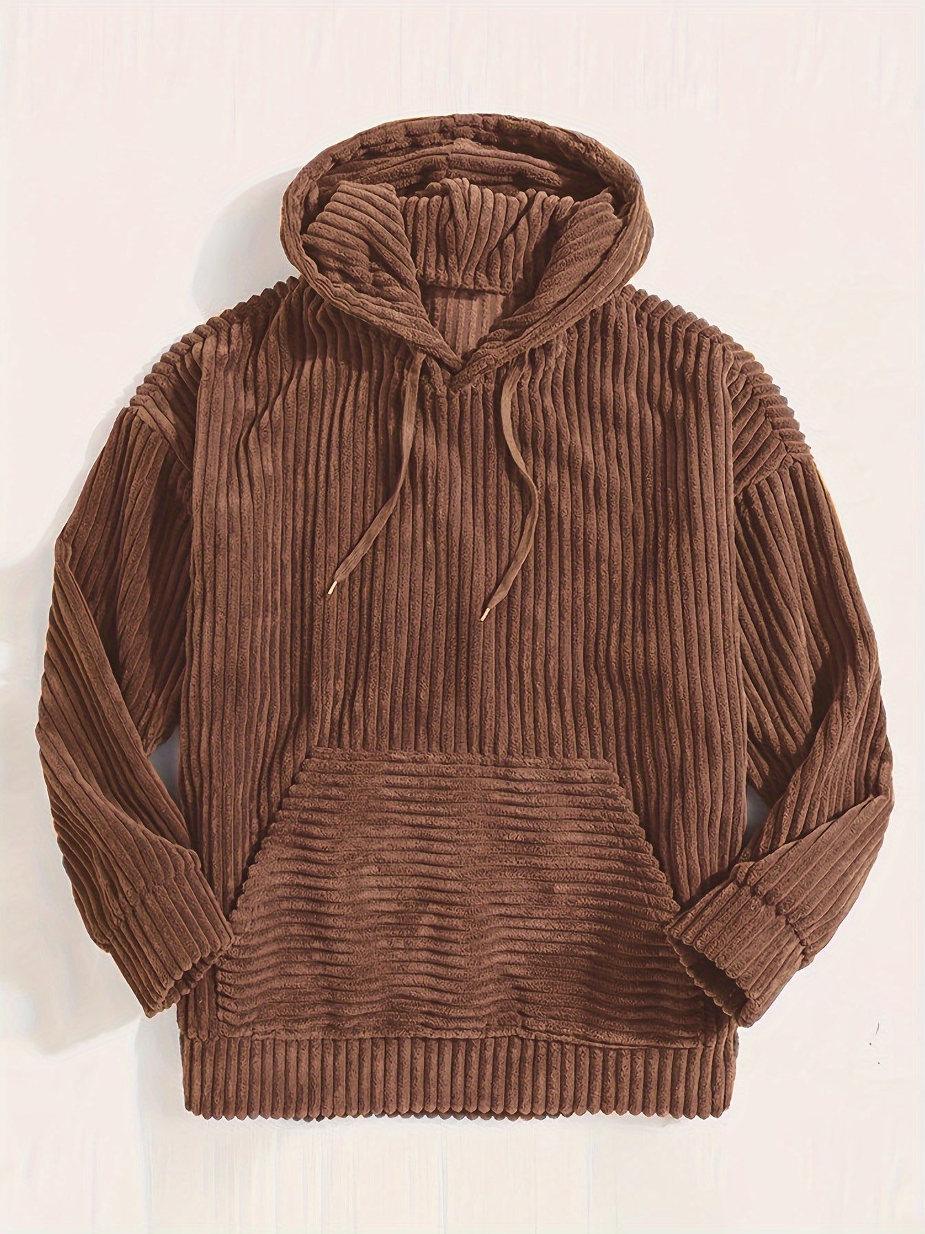 Women's Hooded Pullover Beige Corduroy - 10