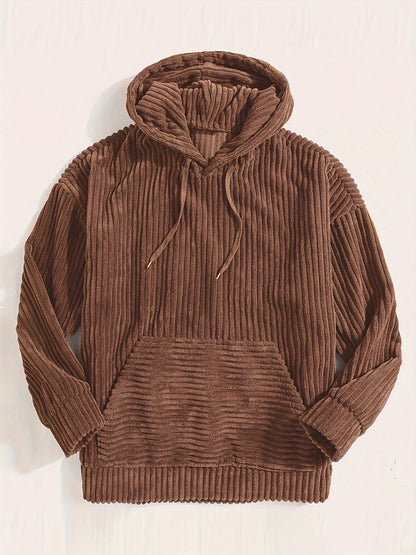 Women's Hooded Pullover Beige Corduroy - 10