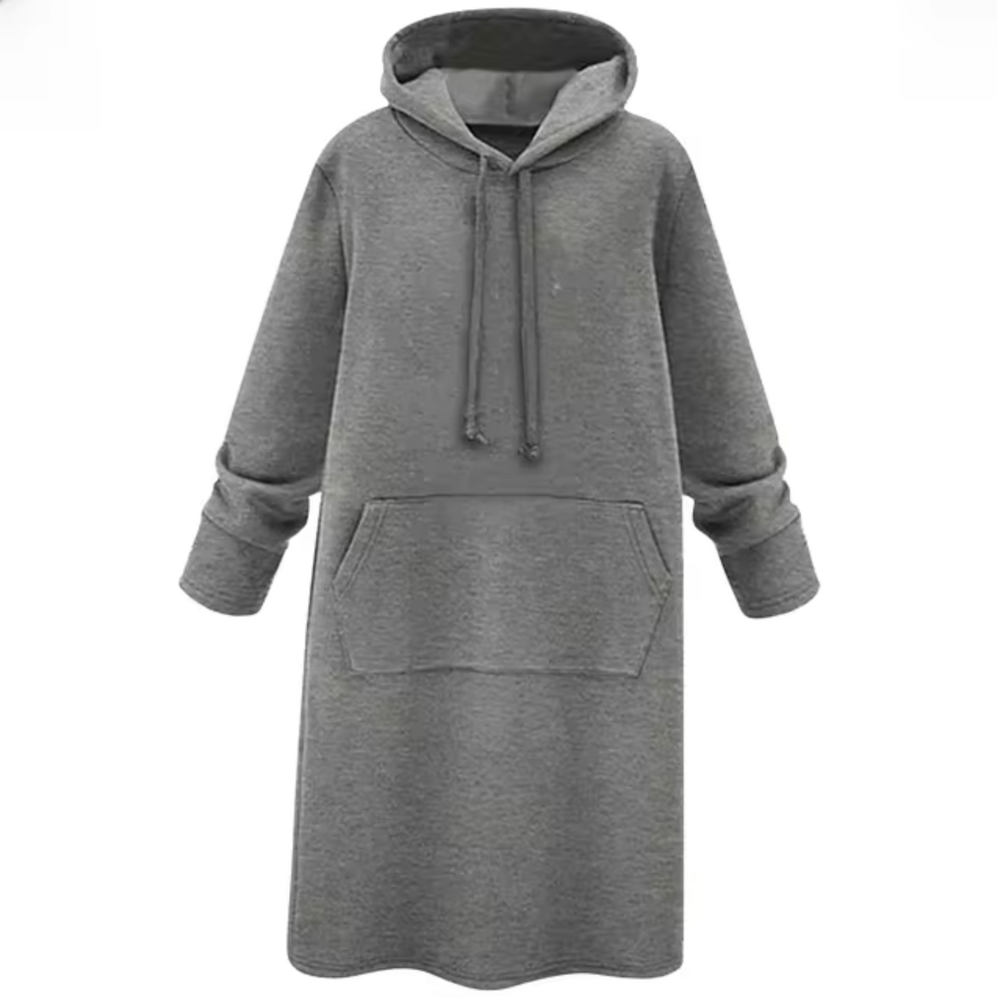Women's Hoodie Dress Grey Cotton Blend - 4