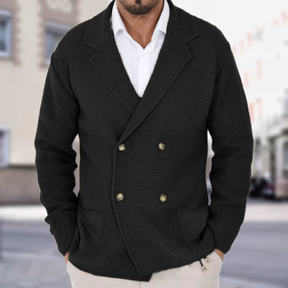 Men's Blazer Jacket Black Knit Elegant Comfortable Layered Design - 6