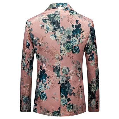 Men's Floral Blazer Multi Color Polyester - 2