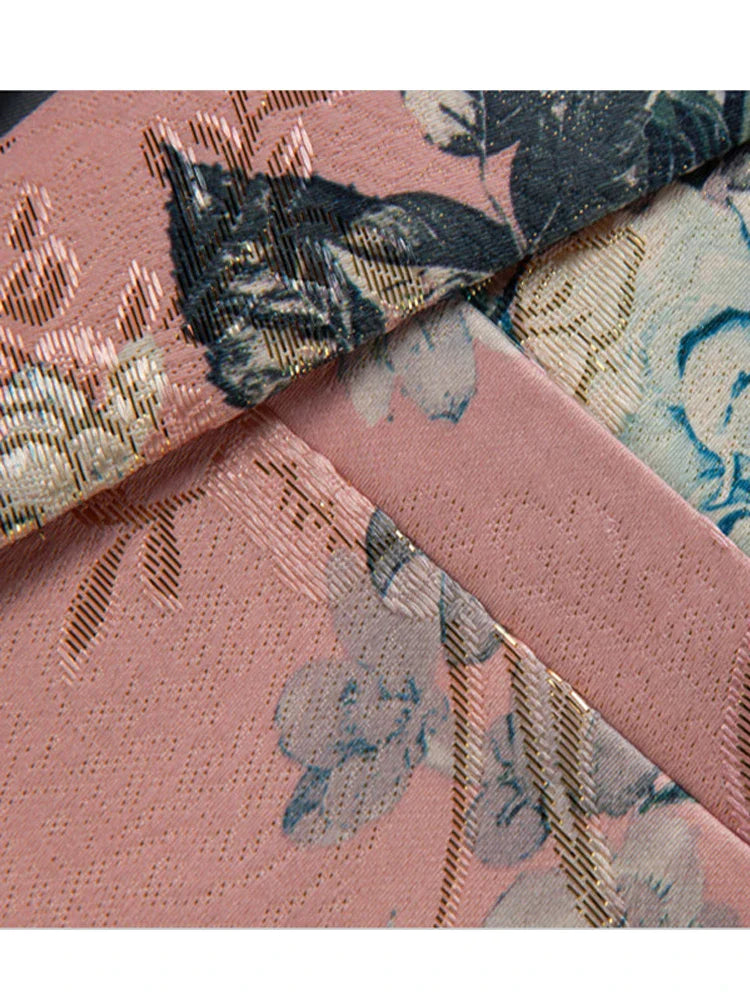 Men's Floral Blazer Multi Color Polyester - 3