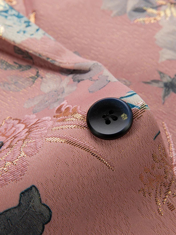 Men's Floral Blazer Multi Color Polyester - 6