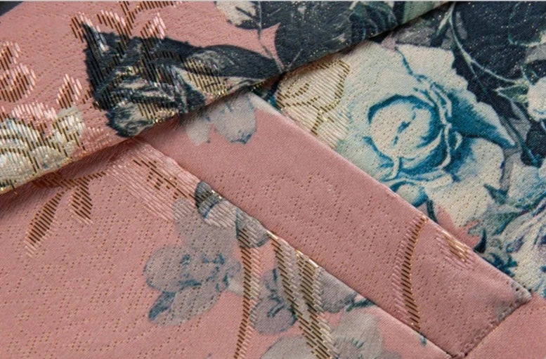 Men's Floral Blazer Multi Color Polyester - 8