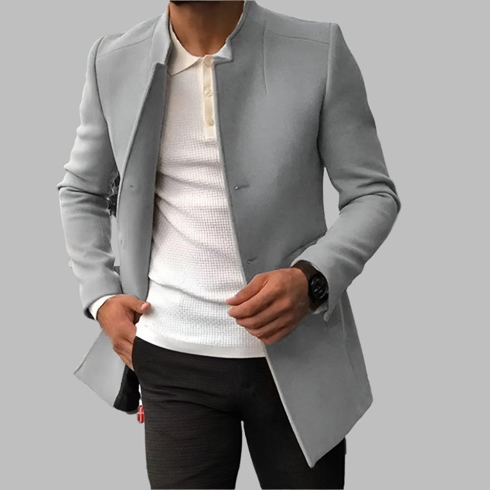Men's Overcoat Black Wool Blend Elegant Design - 3