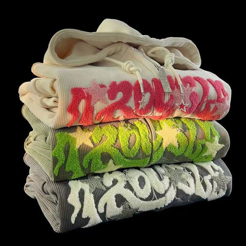 Men's Embroidered Hoodie Black Cotton - 5